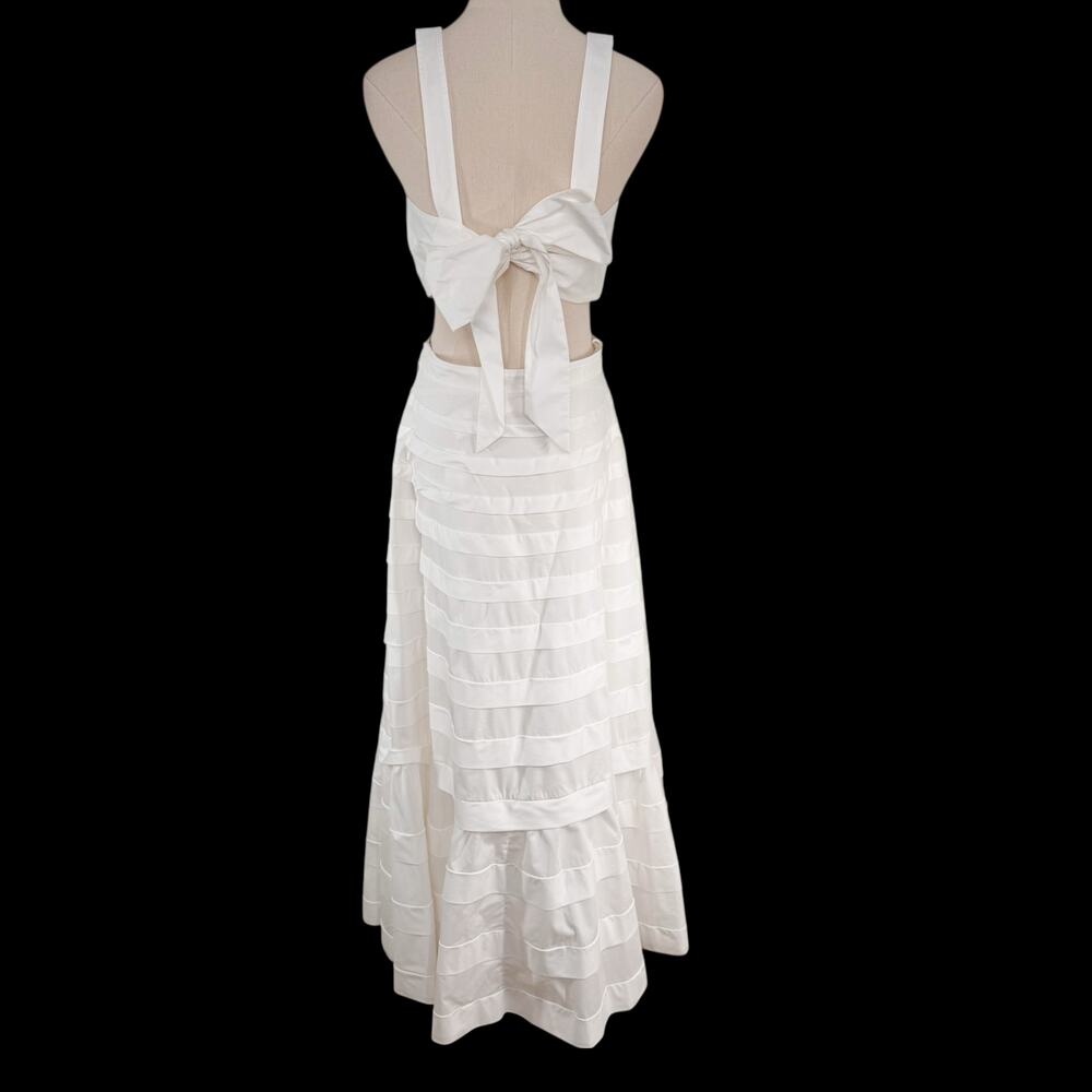 NWT Jonathan Simkhai Sicillia Dress White Poplin Pleated Bridal Preppy Size 8 - Picture 6 of 16